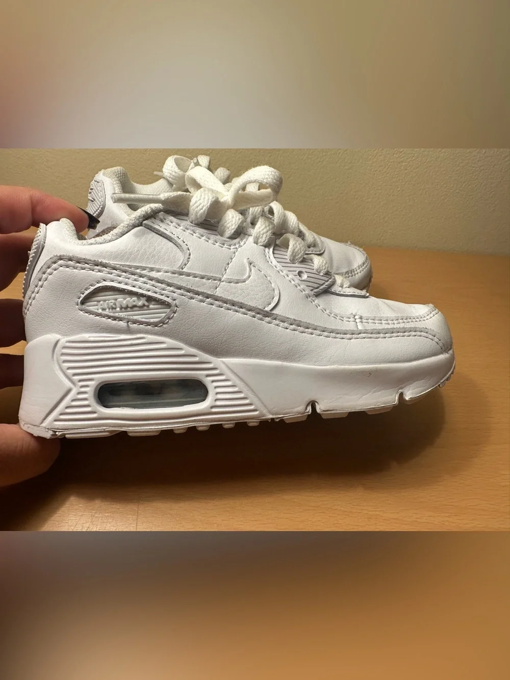 Nike Air Max 90 Triple White Unisex Kids Shoes Size 12.5C